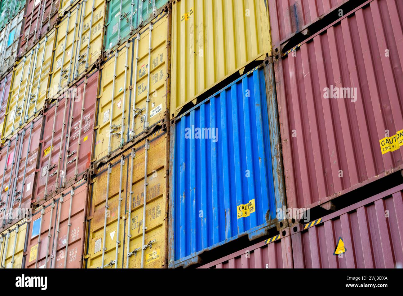 Standard shipping containers in a container terminal Stock Photo