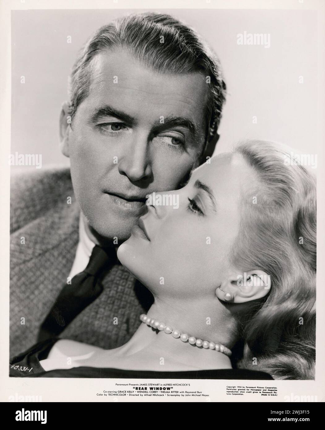 James Stewart and Grace Kelly in 'Rear Window' (Paramount, 1954). Portrait - publicity photo Stock Photo