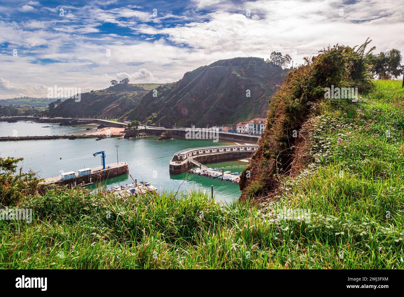 Candas. Fishing port in the bay Stock Photo