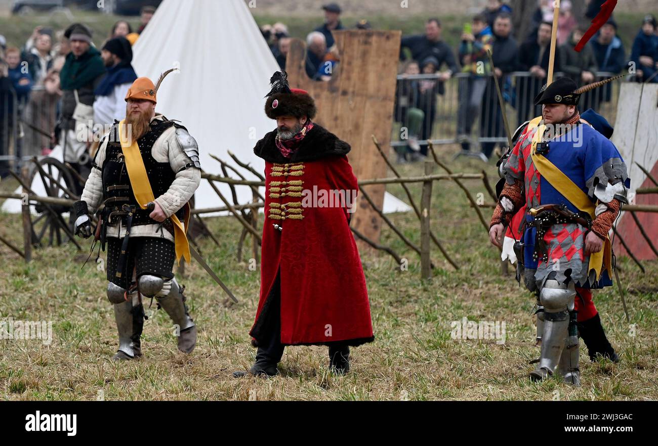 Donja Stubica, Croatia, 100224. Reconstruction of the historical battle between the serfs led by Matija Gubec and the army of the Hungarian-Croatian nobleman Ferenc Franjo Tahi from 1573, which marks the 451st anniversary of the Peasants Revolt in Donja Stubica. Photo: Ronald Gorsic / CROPIX Copyright: xxRonaldxGorsicx/xCROPIXx seljacka buna11-100224 Stock Photo