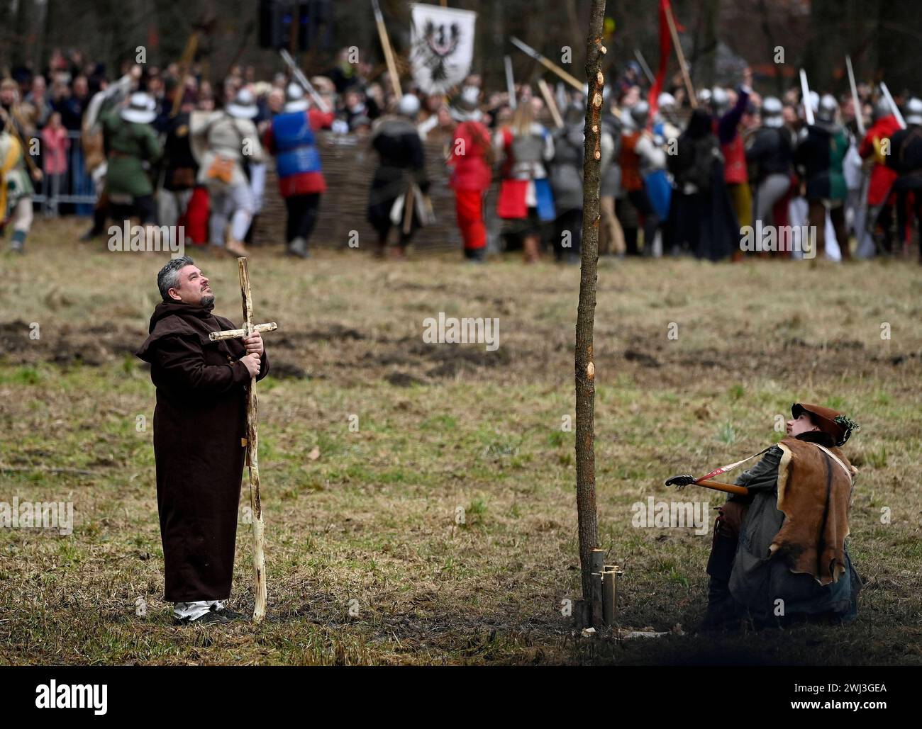 Donja Stubica, Croatia, 100224. Reconstruction of the historical battle between the serfs led by Matija Gubec and the army of the Hungarian-Croatian nobleman Ferenc Franjo Tahi from 1573, which marks the 451st anniversary of the Peasants Revolt in Donja Stubica. Photo: Ronald Gorsic / CROPIX Copyright: xxRonaldxGorsicx/xCROPIXx seljacka buna6-100224 Stock Photo