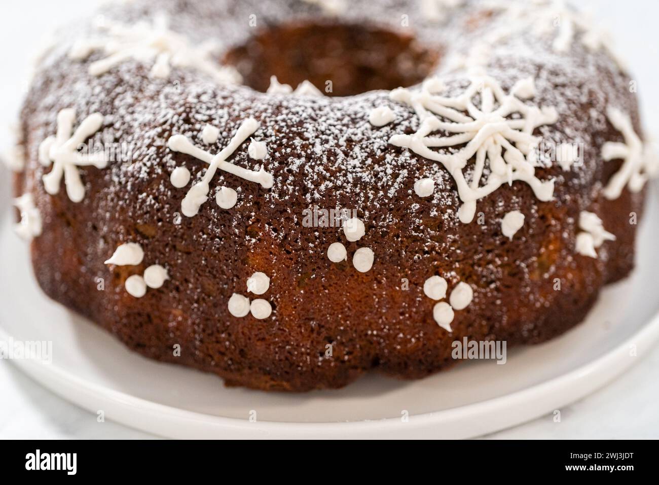Gingerbread bundt cake with caramel filling Stock Photo