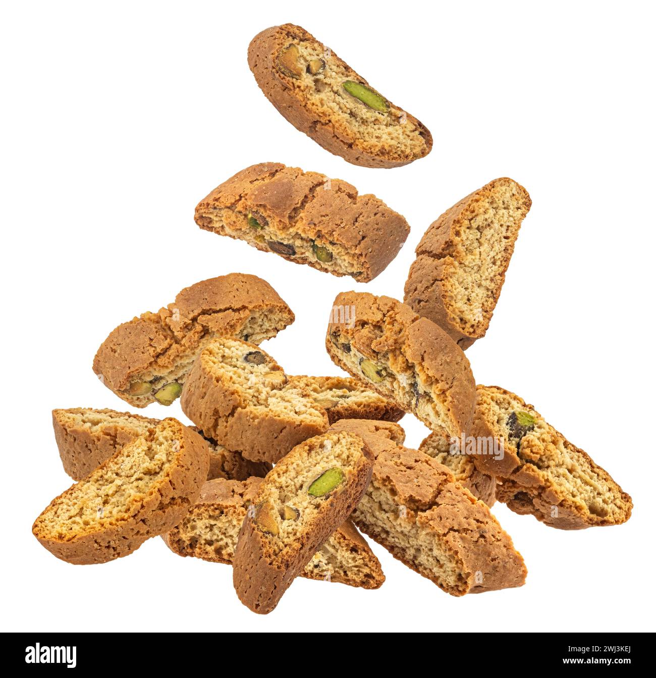Cantuccini cookies isolated on white background Stock Photo
