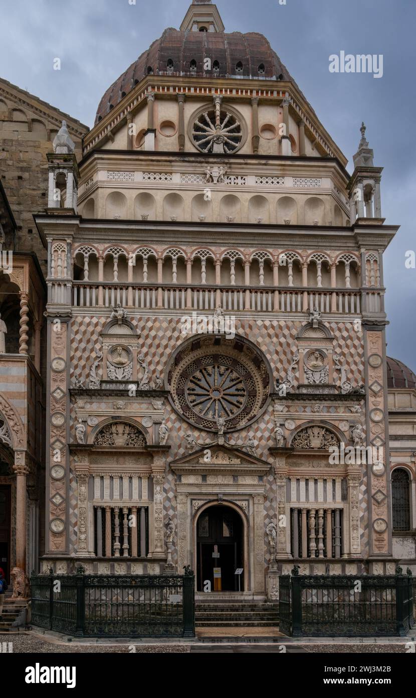 Facade of the Santa Maria Maggiore church in the heart of the old Citta Alta Stock Photo