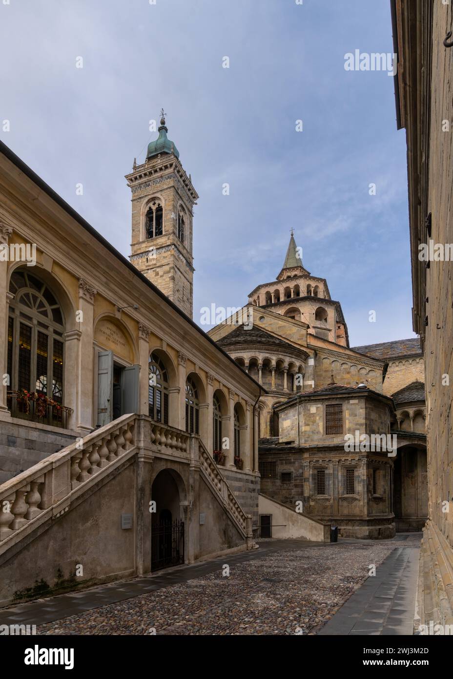 View of the Santa Maria Maggiore church in the heart of the old Citta Alta Stock Photo