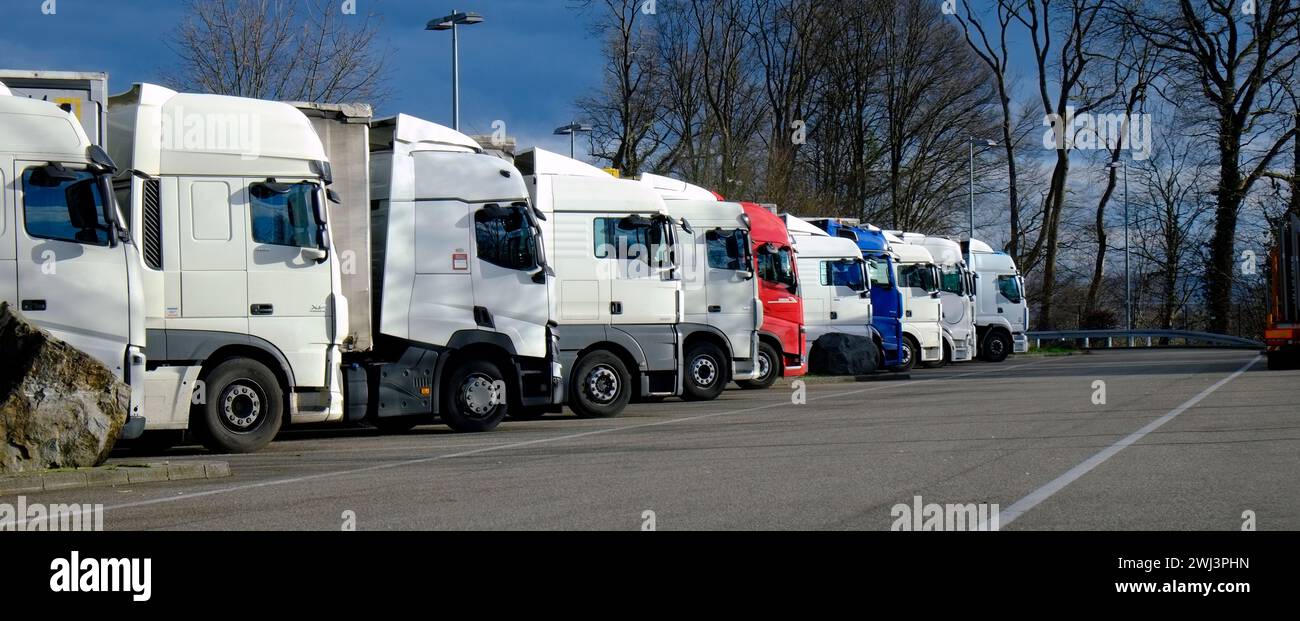 Trucks, long distance lorries Stock Photo