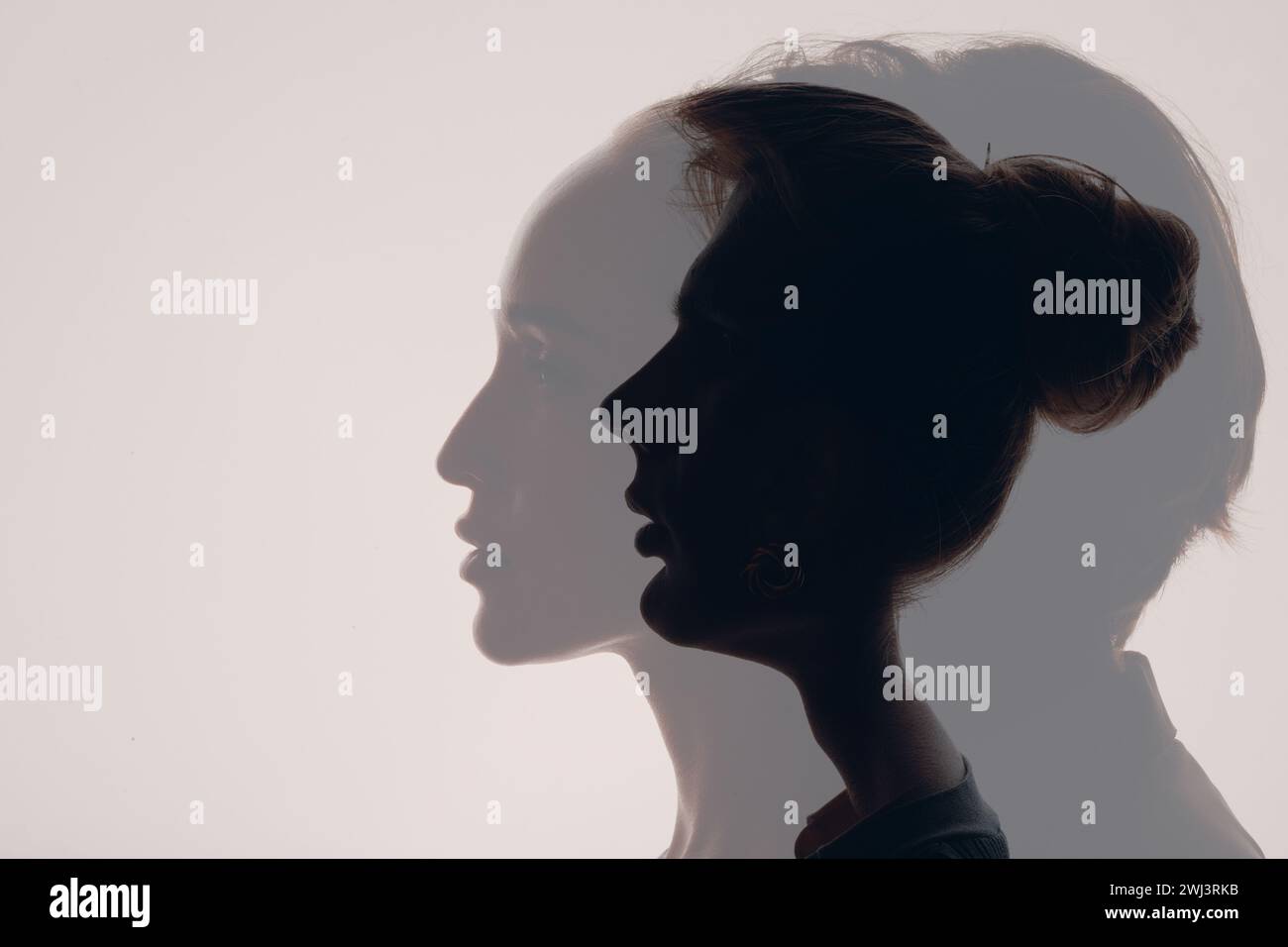 Love of couple young man and woman silhouettes Stock Photo - Alamy
