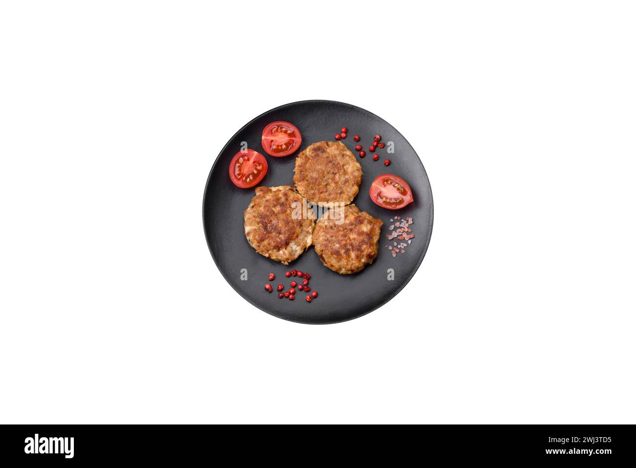 Delicious fresh fried minced fish cutlets with spices and herbs Stock Photo