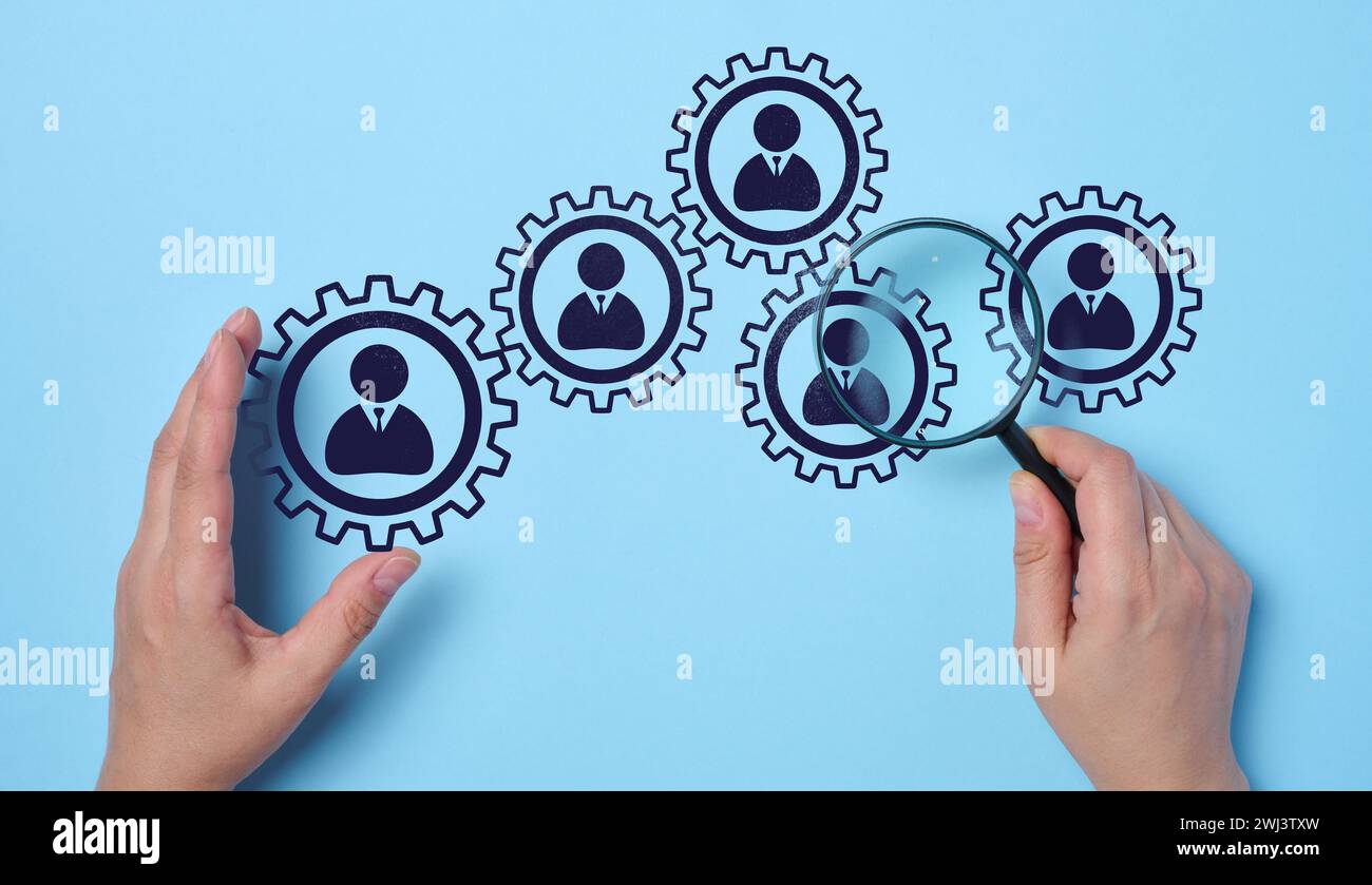 Staff icons, human resource management concept, team performance improvement and leadership Stock Photo