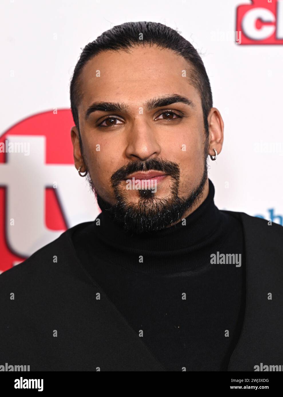 London, UK. February 12, 2024. Aaron Thiara arriving at the TV Choice