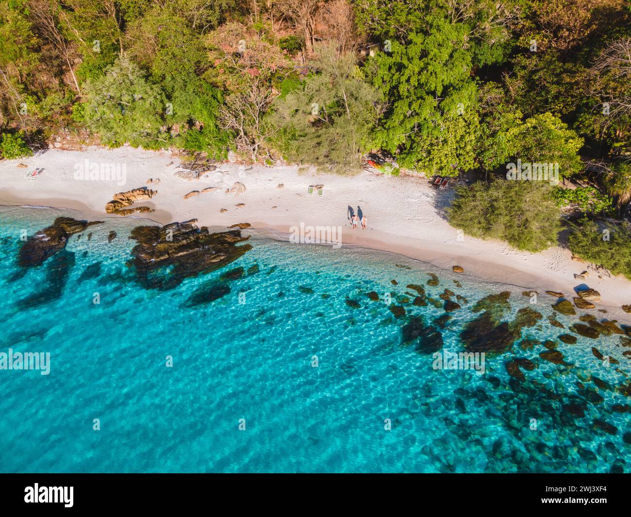 Koh Samet Island Thailand, aerial drone view from above at the Samed Island in Thailand Stock Photo