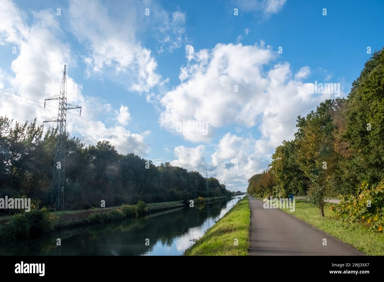 Clear Skies Over the Country Canal Stock Photo