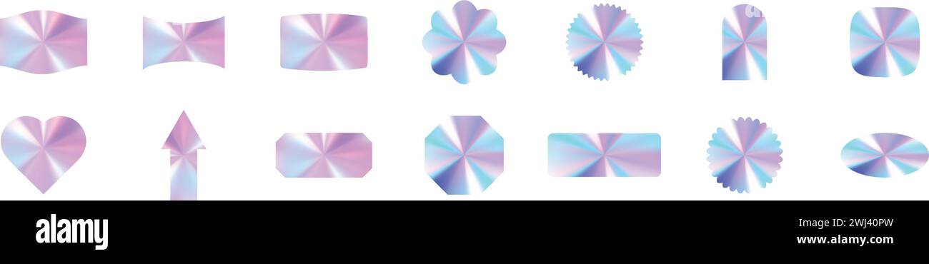 Y2k Holographic Sticker Set Hearts With Chrome Effect Abstract Shapes Y2k Holographic Sticker Set Hearts With Chrome Effect Abstract Shapes