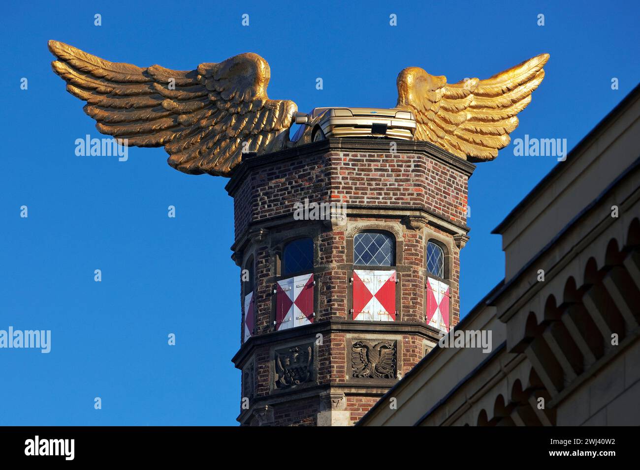 Ford wing car on the roof, Cologne City Museum, artist H.A.Schult, Cologne, Germany, Europe Stock Photo