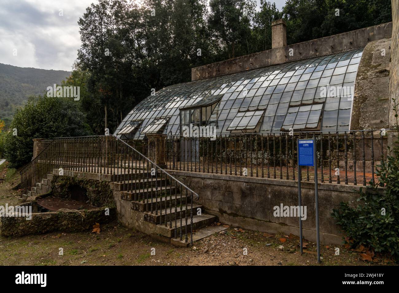 View of the greenhouse at the Napoleon Bonaparte summer residence of Villa San Martino on Elba Island Stock Photo