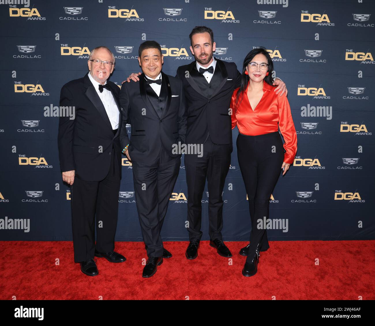 Beverly Hills, California, USA. 10th February, 2024. Director/filmmaker Harrison Engle, TV host Joey Zhou, Maxwell Gobbell, and director/producer Maria Meimei Yue attend the 76th Annual Directors Guild of America Awards at the Beverly Hilton Hotel in Beverly Hills, California. Credit: Sheri Determan Stock Photo