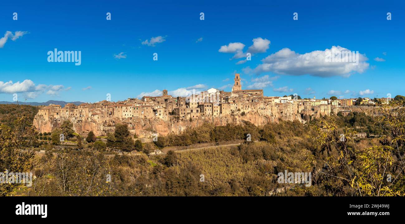 View of the hilltop village of Pitigliano in central Italy Stock Photo