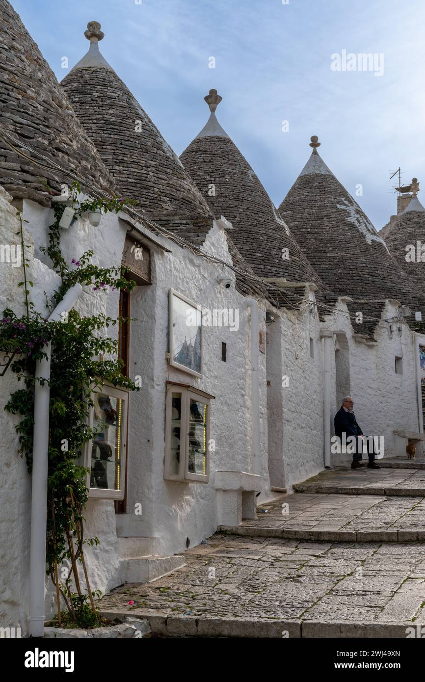 Detail view of typical Trulli houses and huts in the Rione Monti ...