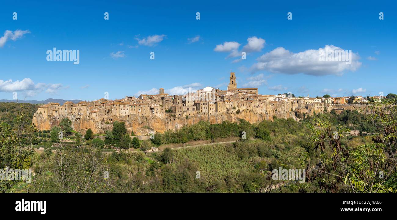 View of the hilltop village of Pitigliano in central Italy Stock Photo