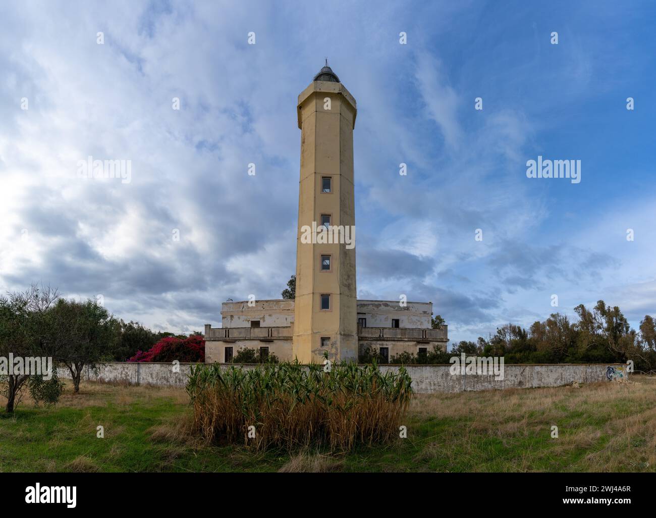 The abandoned lighthouse of Punta Alice in CirÃ² Marina in Calabria Stock Photo