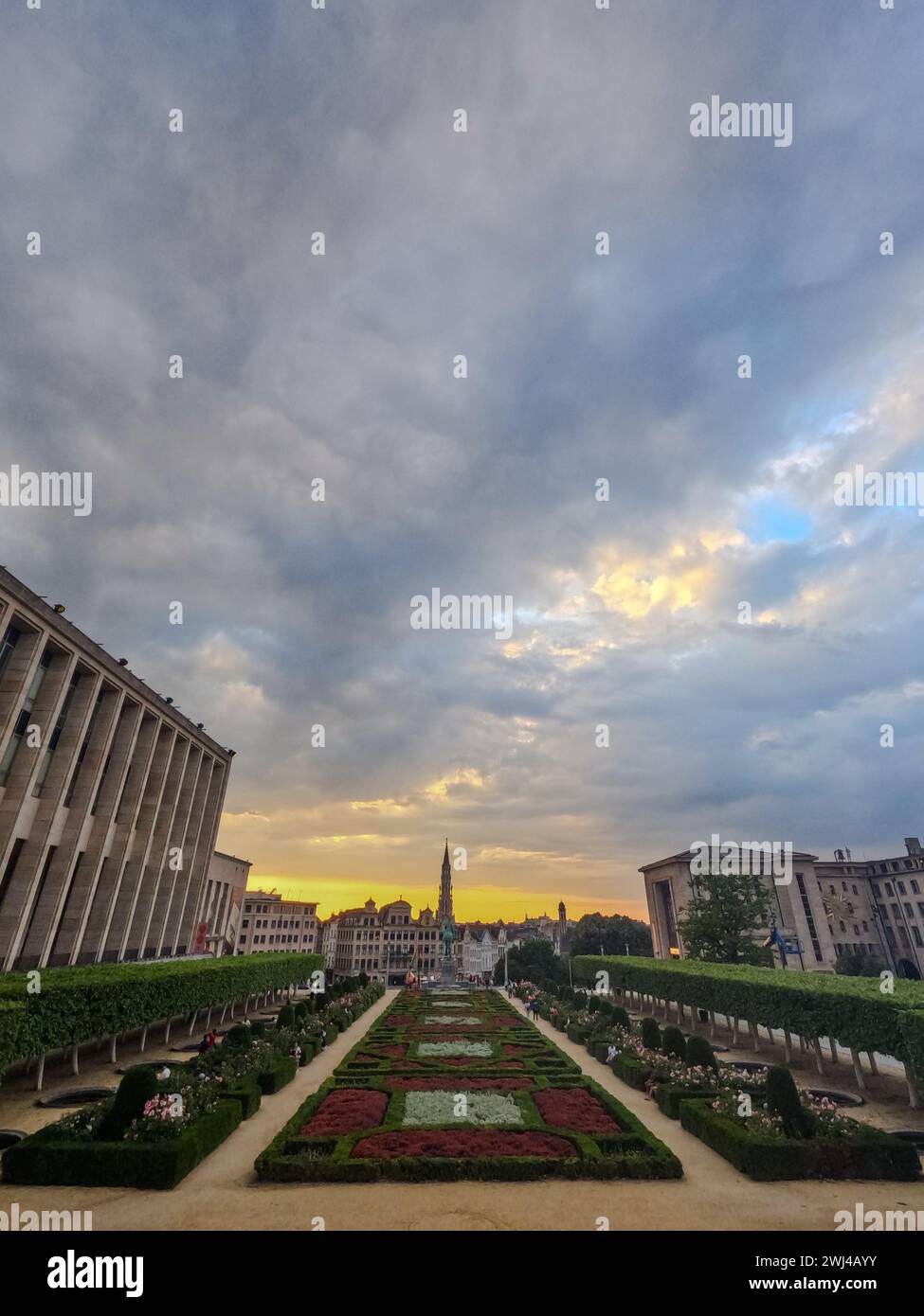 Dramatic Sky Over Mont des Arts Stock Photo