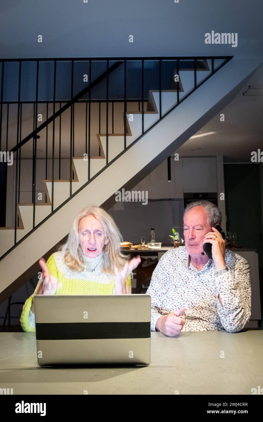 Troubleshooting Tech, Senior Couple Addressing an Issue Stock Photo