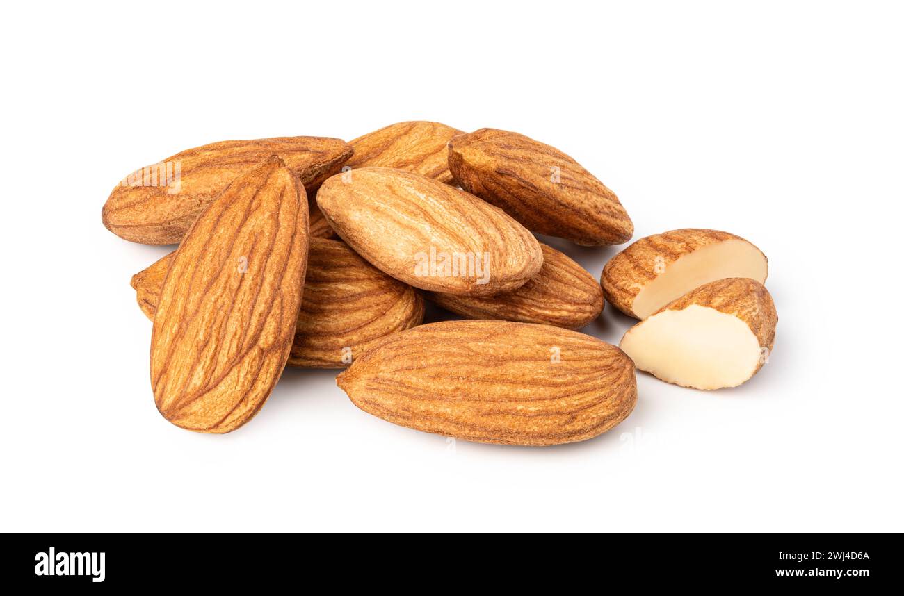 Almond nuts on white background Stock Photo