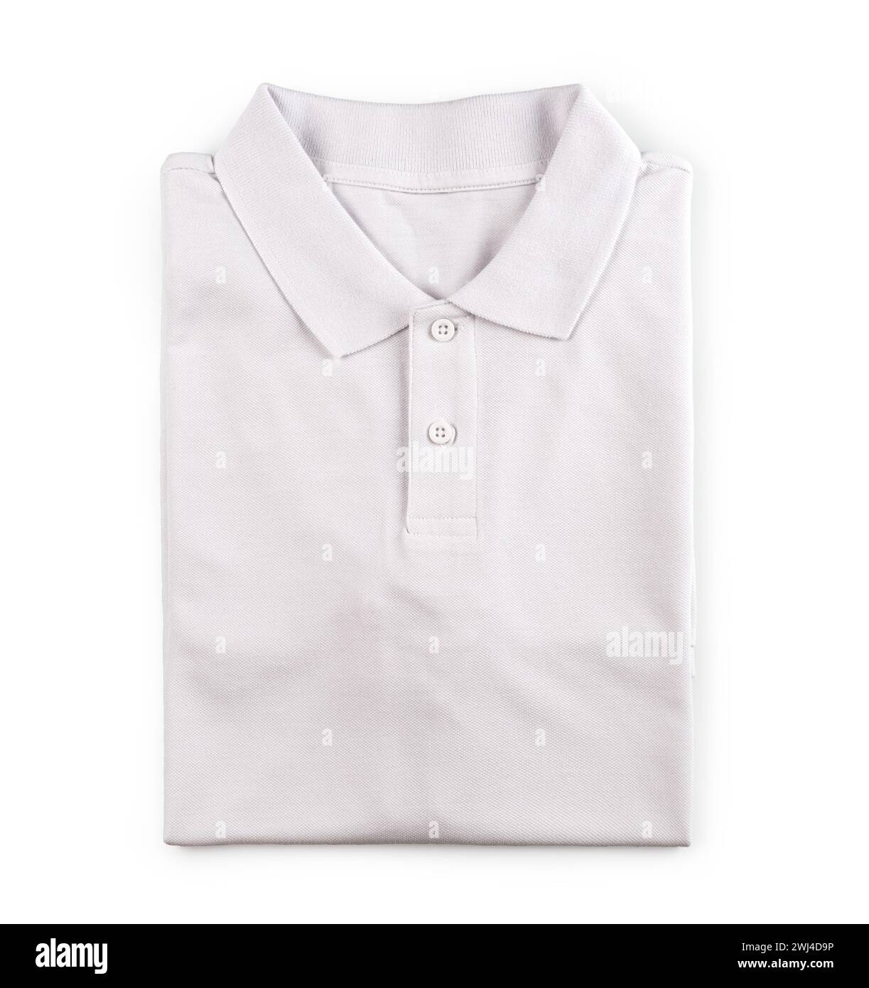 White Polo shirt, on isolated white background. Stock Photo
