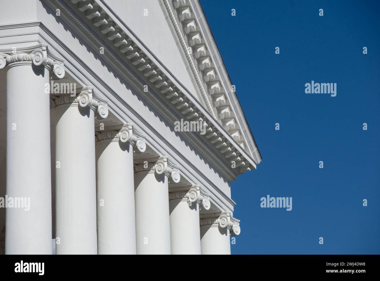 columns of the Virginia State Capitol - Neoclassical structure was designed by Thomas Jefferson the 2nd US President - Richmond, Virginia Stock Photo
