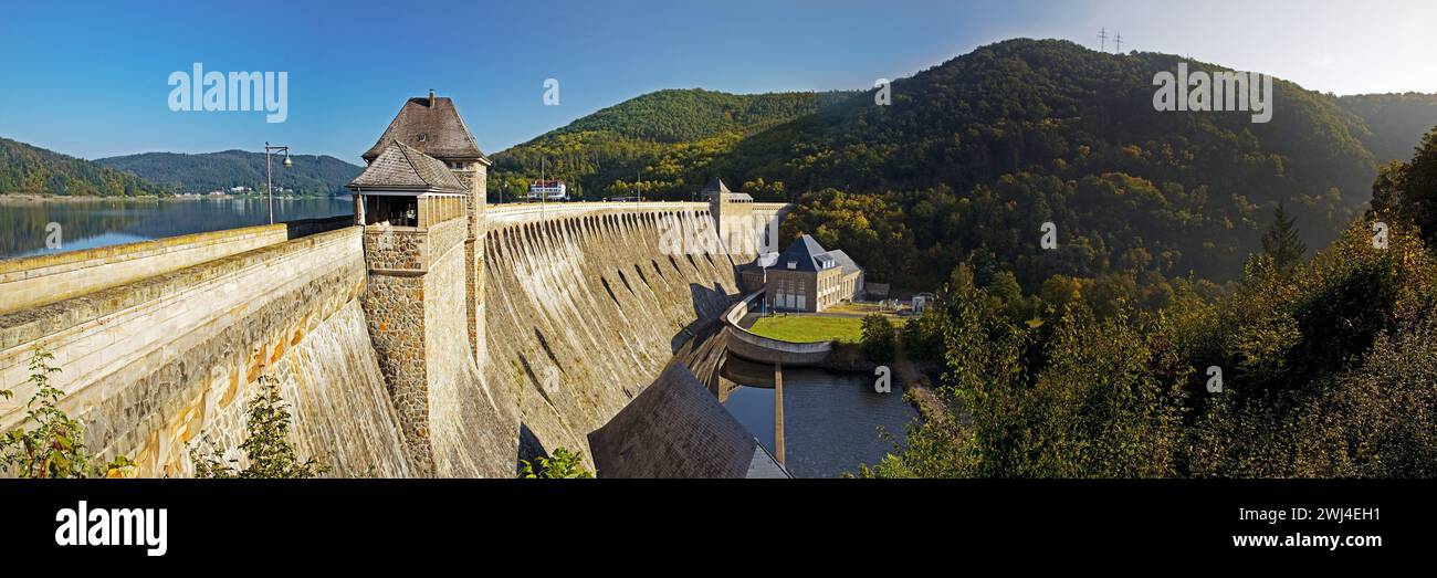 Edersee dam, Edertalsperre, Edersee, Edertal, Waldeck-Frankenberg district, Hesse, Germany, Europe Stock Photo