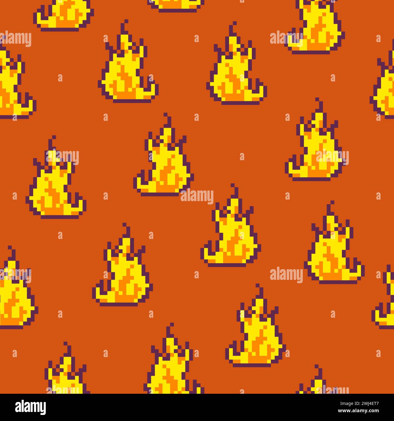 Flame or burning fire pixel art, seamless pattern Stock Vector Image ...