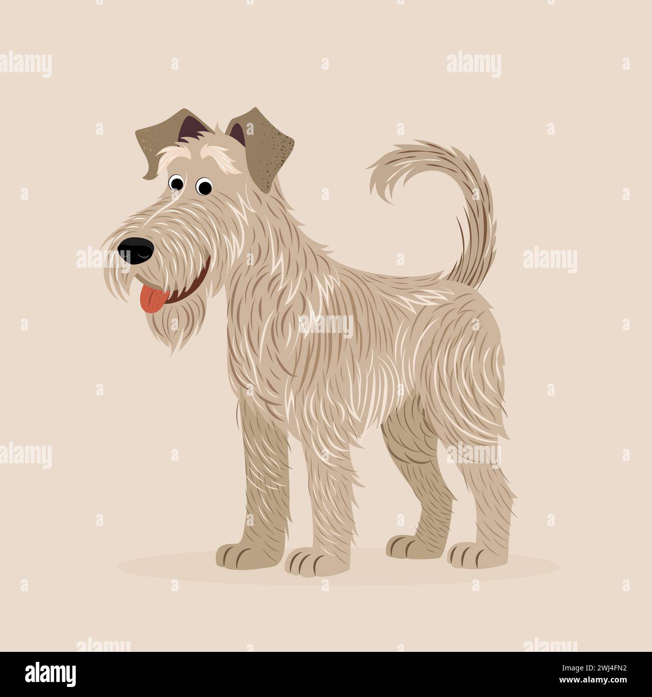 Cartoon dog in flat style. isolated Irish Wolfhound. Stock Vector