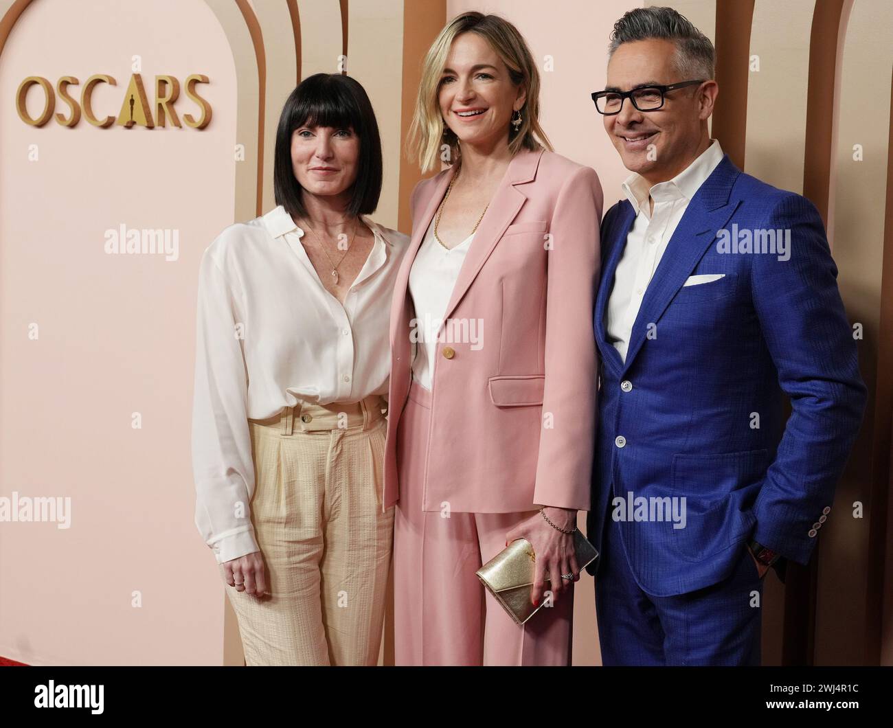 Los Angeles, USA. 12th Feb, 2024. (L-R) Katy Mullan, Molly McNearney and Raj Kapoor at the 96th Oscars Nominees Luncheon held at the Beverly Hilton Hotel International Ballroom in Beverly Hills, CA on Monday, ?February 12, 2024. (Photo By Sthanlee B. Mirador/Sipa USA) Credit: Sipa USA/Alamy Live News Stock Photo