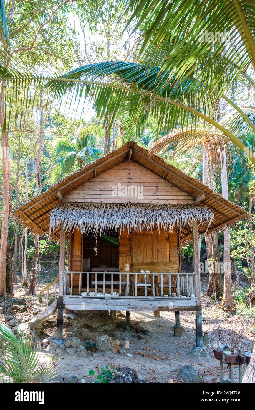 Koh Wai Island Trat Thailand near Koh Chang with a wooden bamboo hut bungalow on the beach Stock Photo