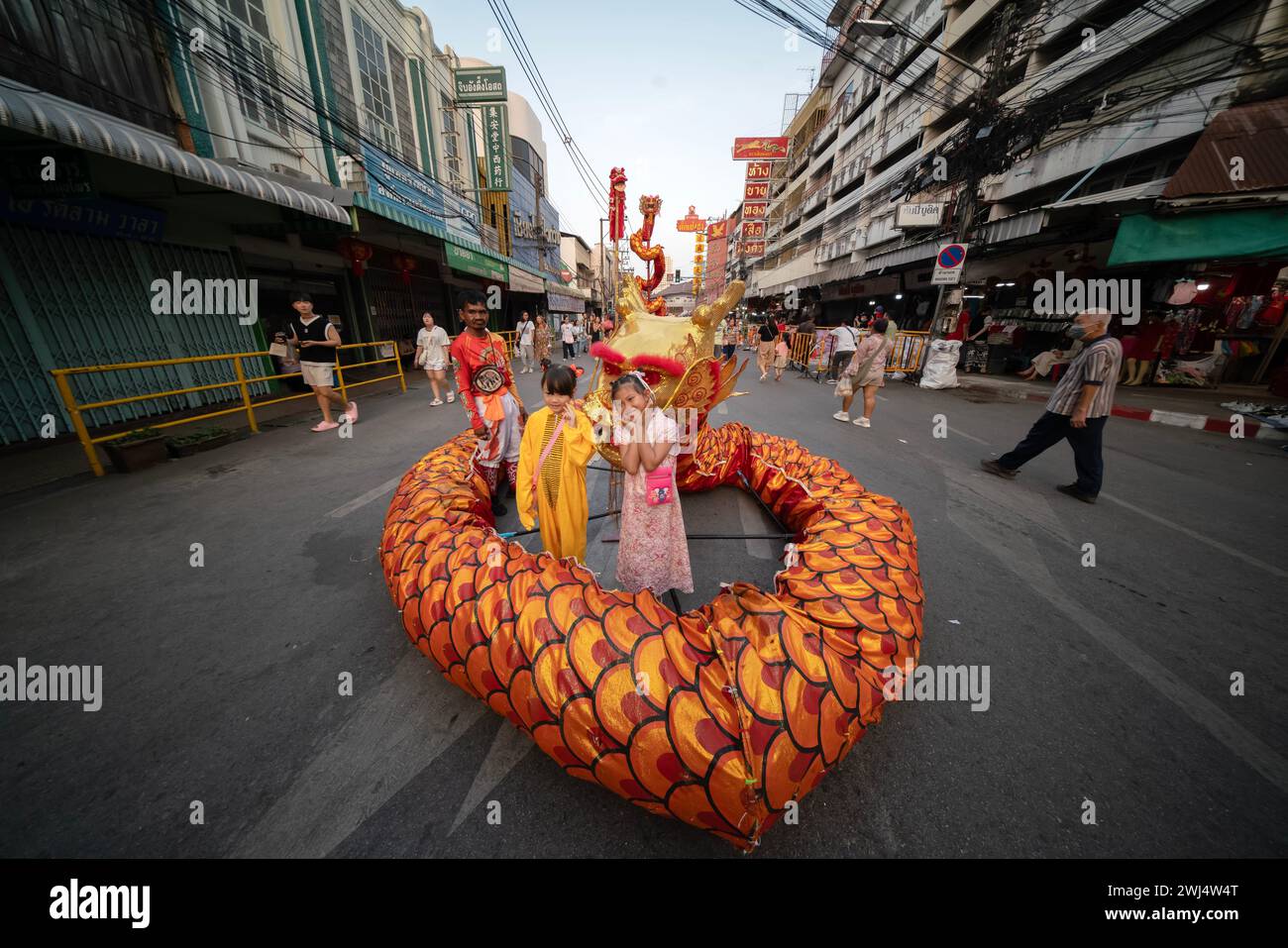 CHIANG MAI, THAILAND - FEBRUARY 11, 2024 : Celebrate Chinese New Year 2024 Festival at Warorot market or Chinatown in Chiang Mai, Thailand. Stock Photo