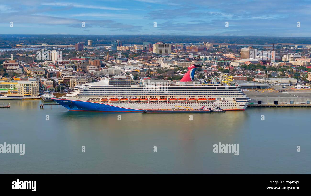 Carnival Cruise Line new cruise ship CARNIVAL CELEBRATION making way ahead  on her way for sea trials through Finnish archipelago. Aerial stern view  Stock Photo - Alamy