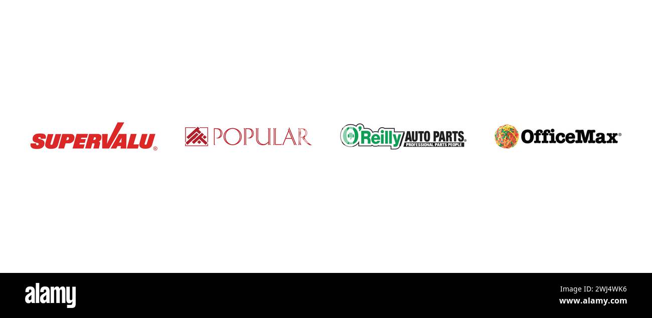 Supervalu, Popular Holdings, OReilly Auto Parts , OfficeMax. Vector