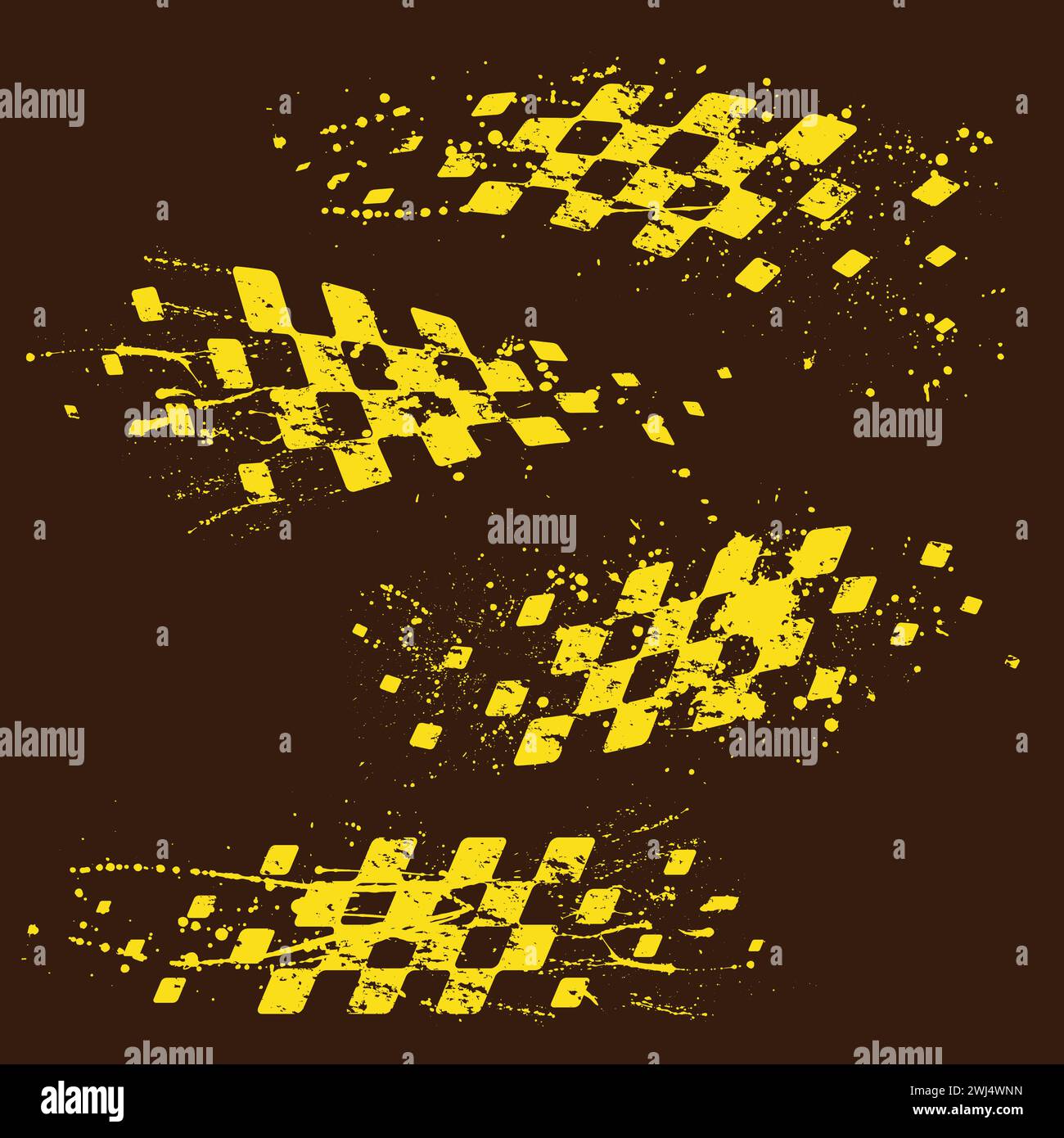Yellow grunge wave ink flags Stock Vector
