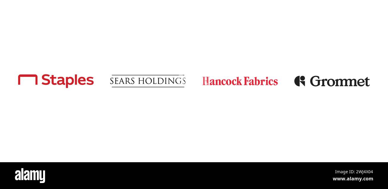 Grommet , Staples, Sears Holdings, Hancock Fabrics. Vector illustration, editorial logo Stock