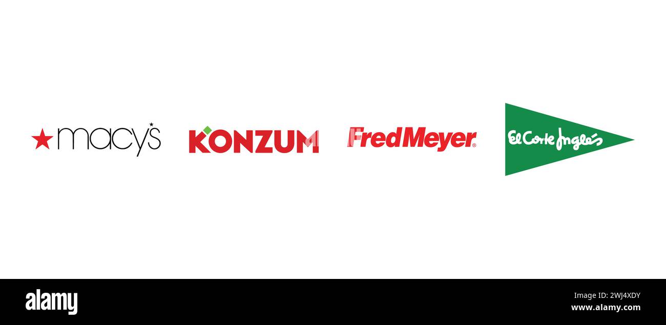Macys, Fred Meyer , Konzum , El Corte Ingles. Vector illustration