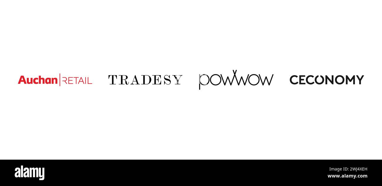 Tradesy, Powwow, Ceconomy, Auchan Retail. Vector illustration