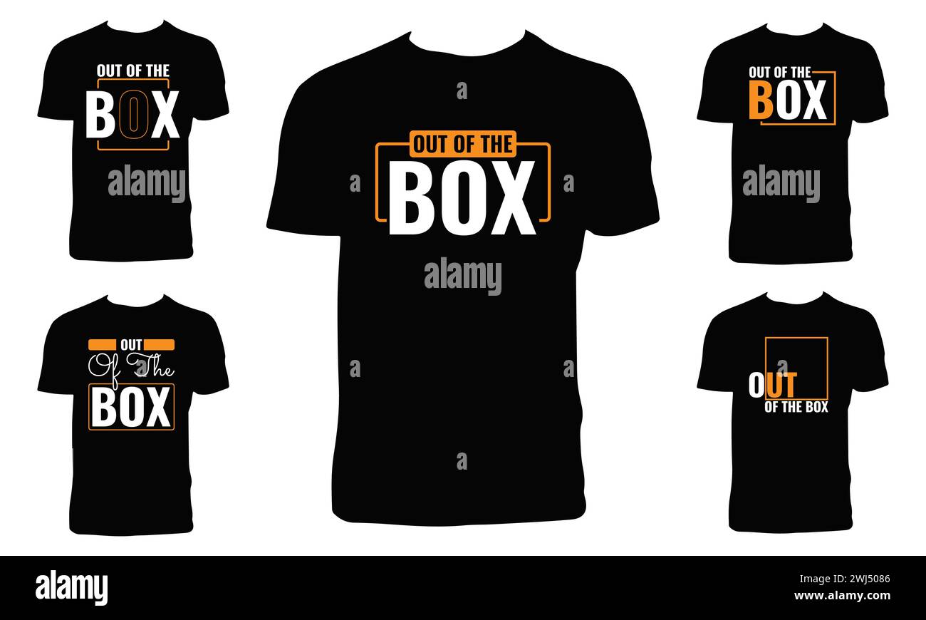 Out Of The Box Typography And Lettering T Shirt Design Bundle Stock Vector