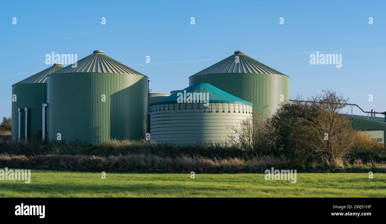 Biogas plant for power generation and energy generation Stock Photo