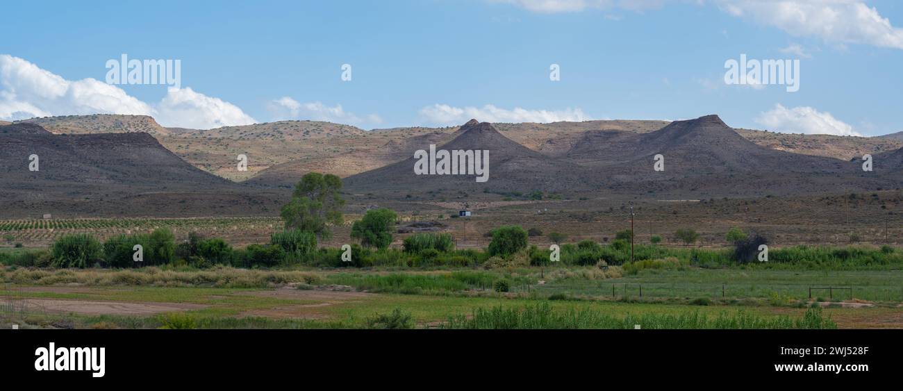 Semi desert landscape and mountains near Oudtshoorn South Africa Stock Photo