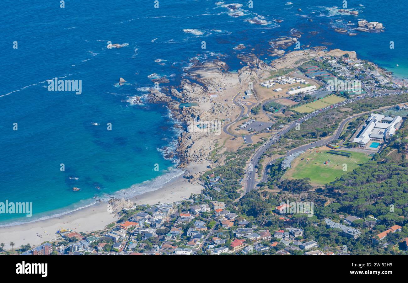 Camps Bay near Cape Town from the air South Africa Stock Photo