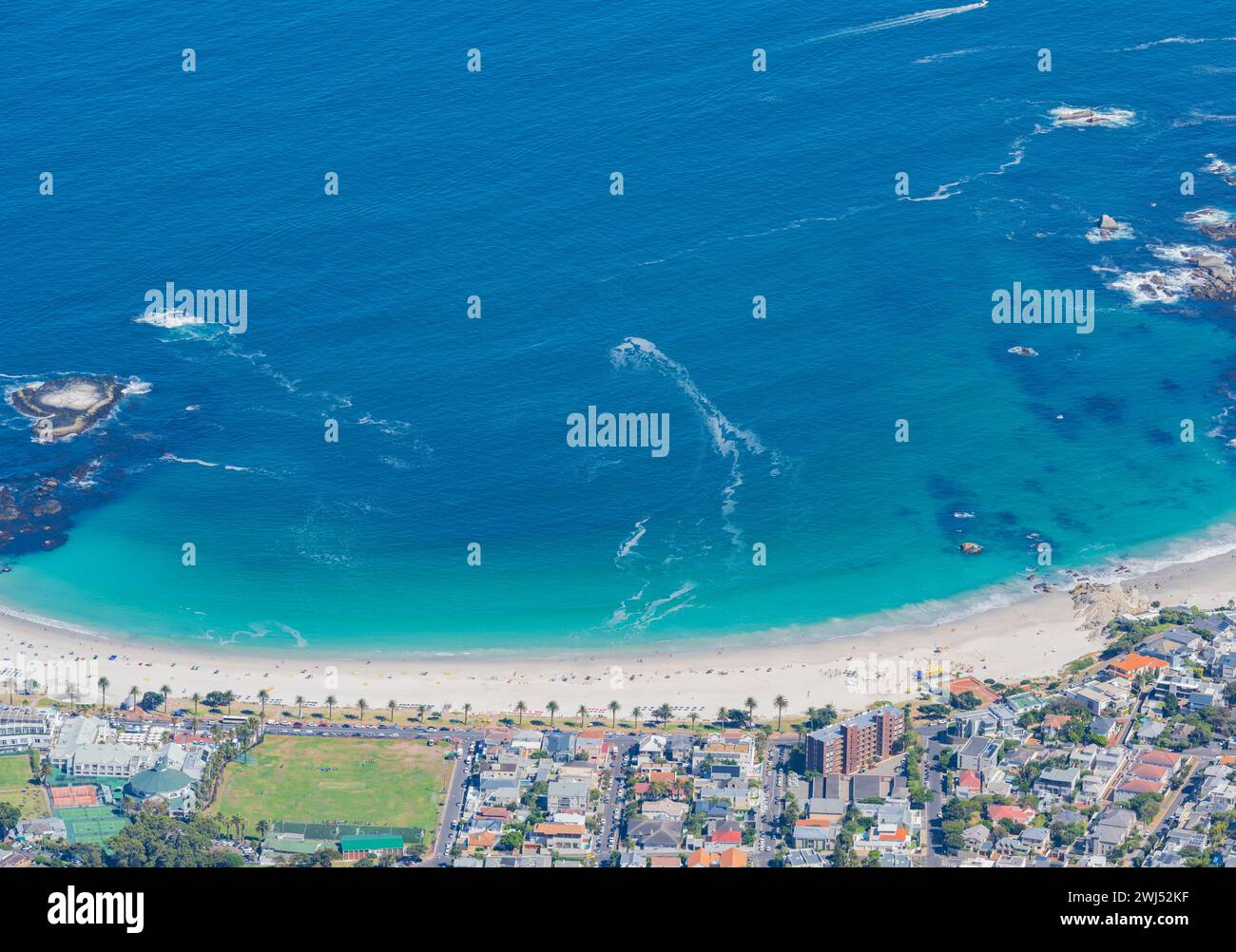 Camps Bay near Cape Town from the air South Africa Stock Photo