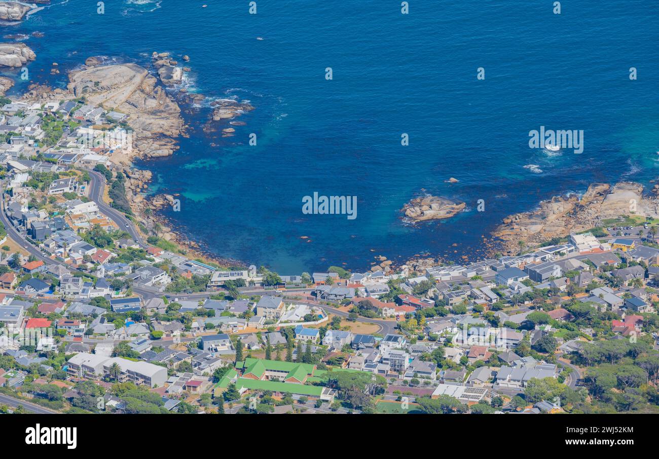 Camps Bay near Cape Town from the air South Africa Stock Photo
