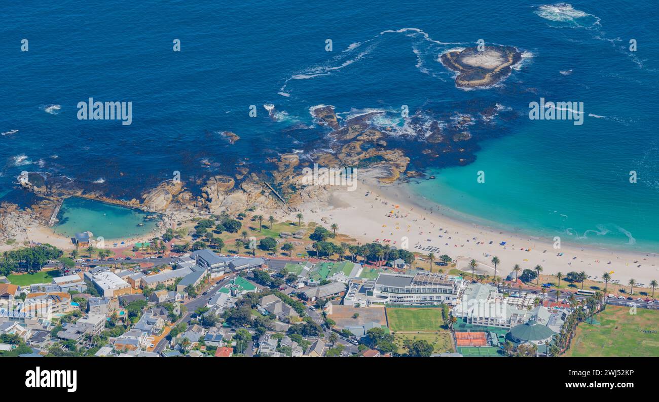 Camps Bay near Cape Town from the air South Africa Stock Photo