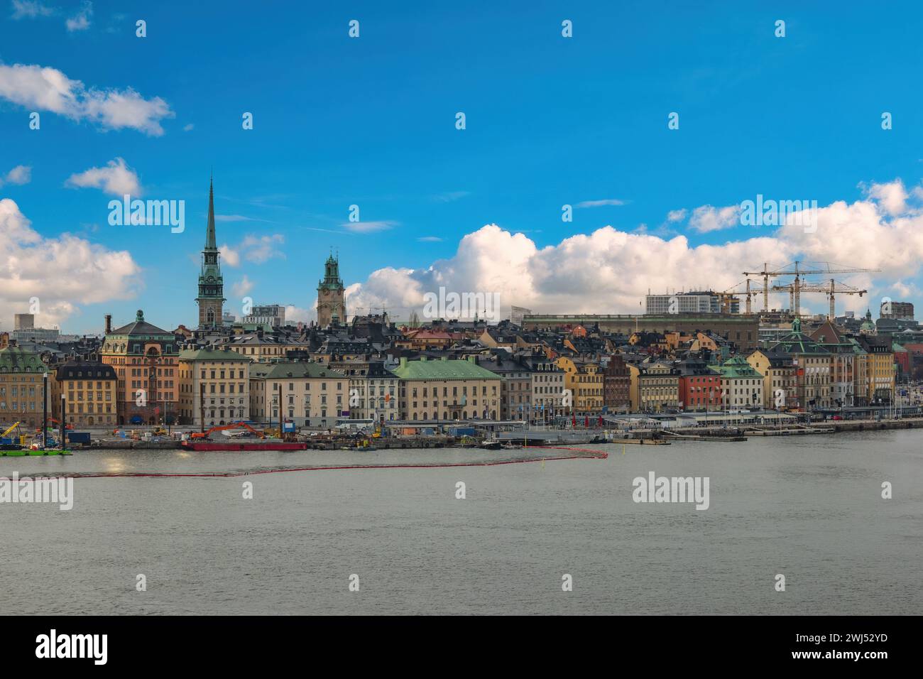 Stockholm Sweden, city skyline at Gamla Stan and Stockholm port Stock Photo