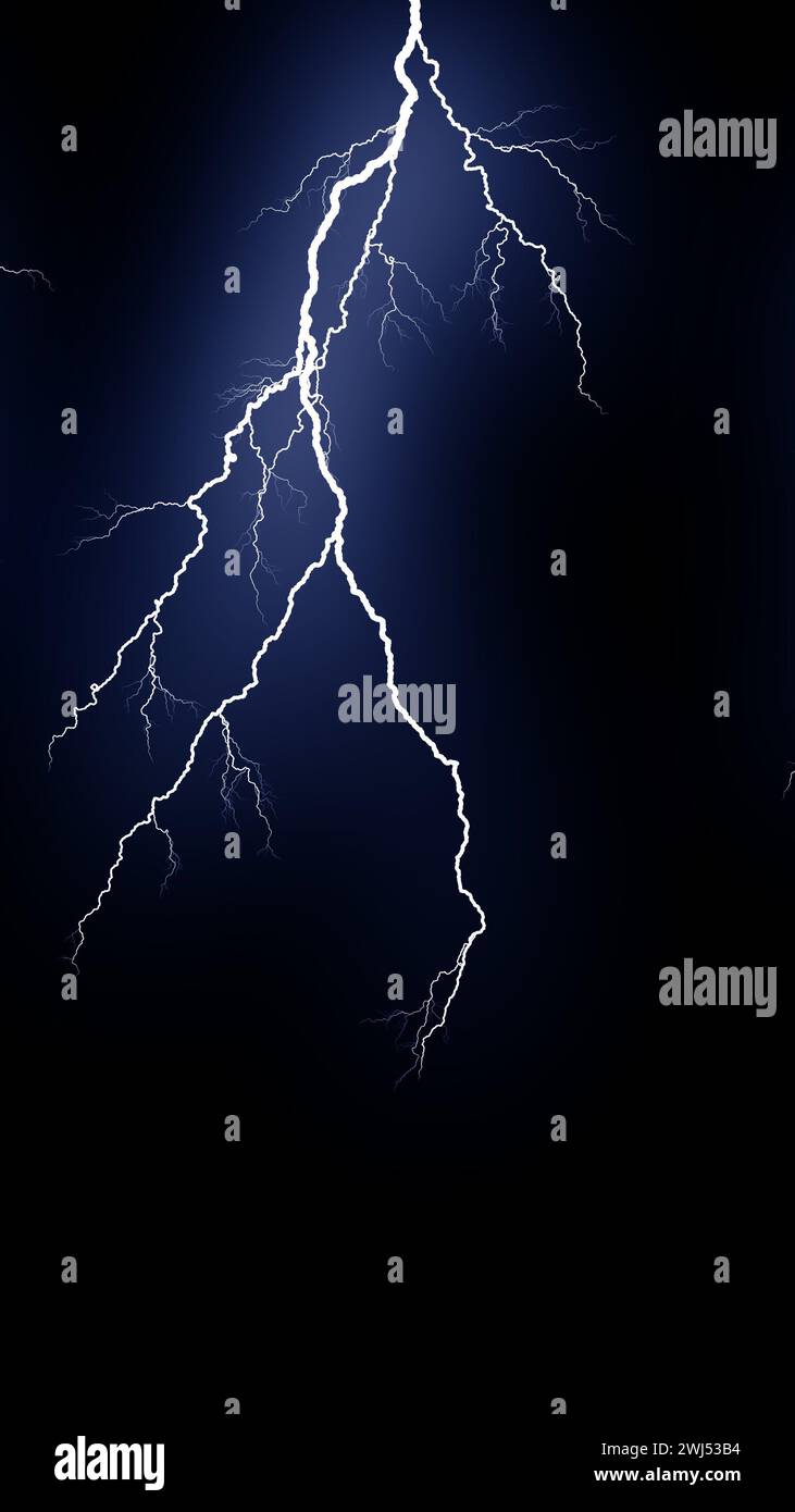Some different lightning bolts isolated on black Stock Photo